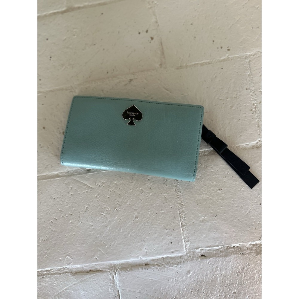 KATE SPADE Leroy Street Neda Full Zip Leather Wallet Turquoise